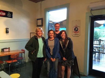 Biscuit Headers enjoying a post-workout breakfast...Jill, Nancy, Jeff O., and Faith